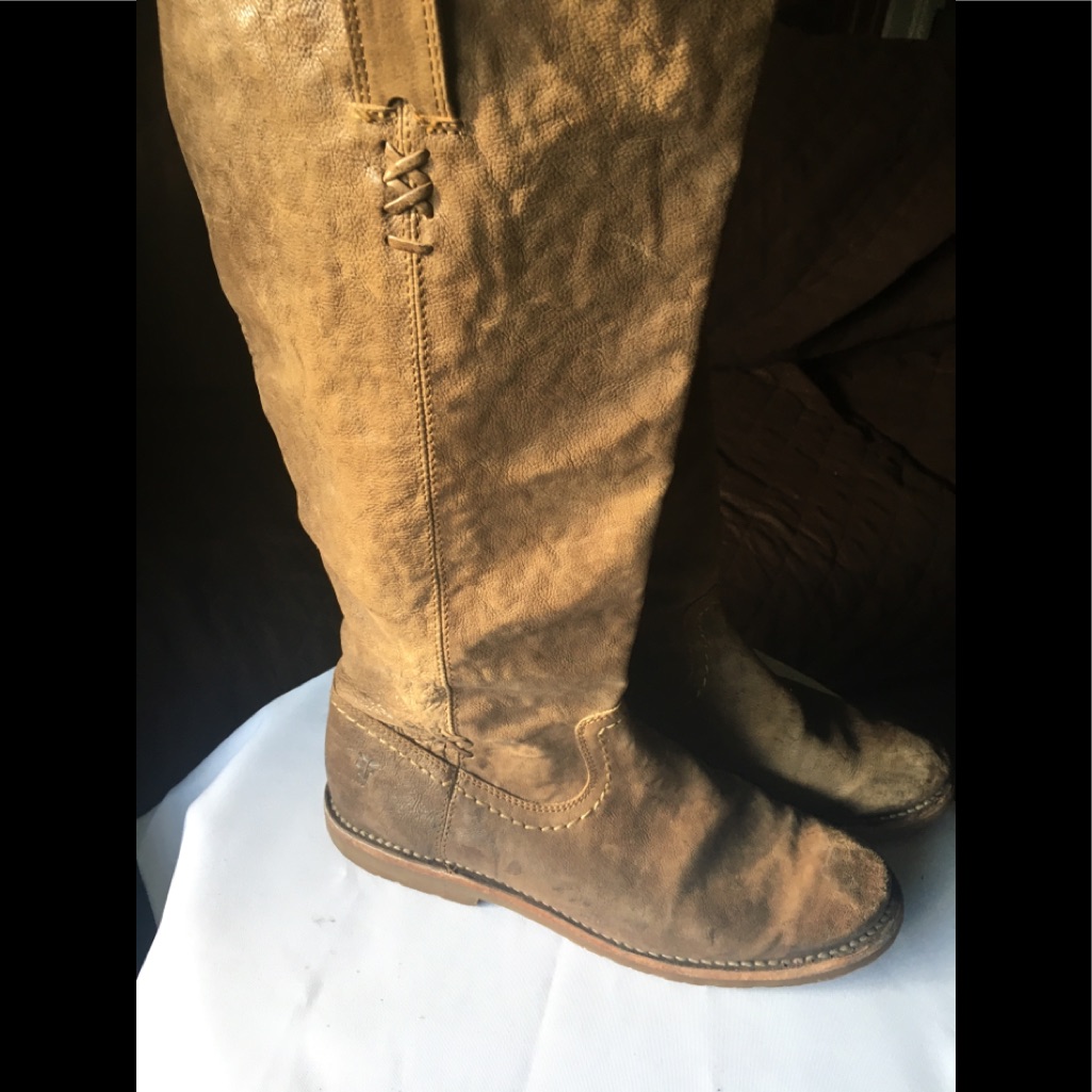 Frye Distressed Leather Riding Knee High Boot